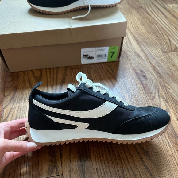 Steve Madden Denney Lace Up Flatform Wedge Sneakers Sporty Black White Shoes S 7 - Picture 7 of 8